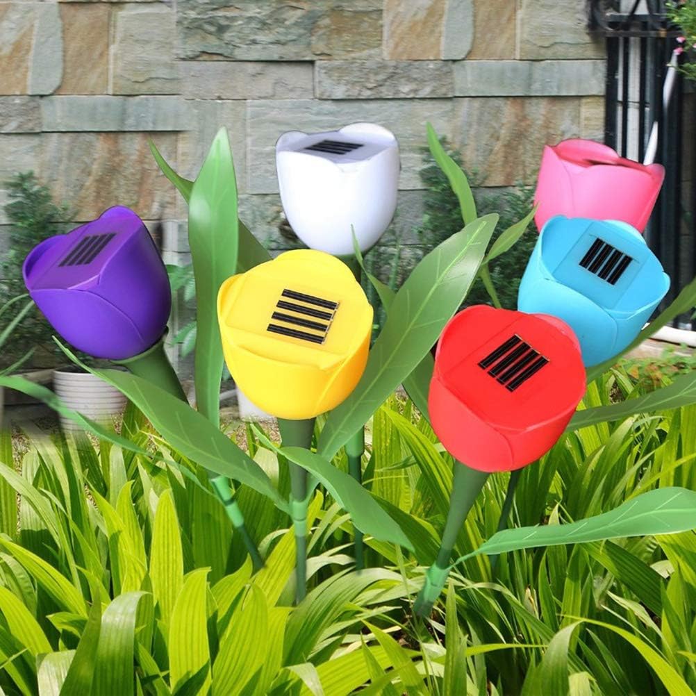Uonlytech 2 шт. Солнечный ландшафтный светильник Солнечный цветочный светильник Тюльпановый цветочный светильник Солнечный светильник Декоративный солнечный светильник Солнечный садовый светильник Солнечный наружный светильник